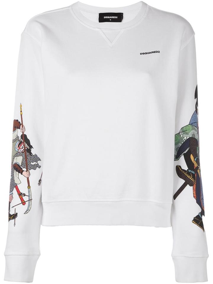 Dsquared2 Samurai Sleeve Sweatshirt, Women's, Size: Small, White, Cotton