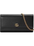 Gucci Gg Marmont Leather Chain Wallet - Black
