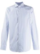 Canali Striped Long-sleeved Shirt - White