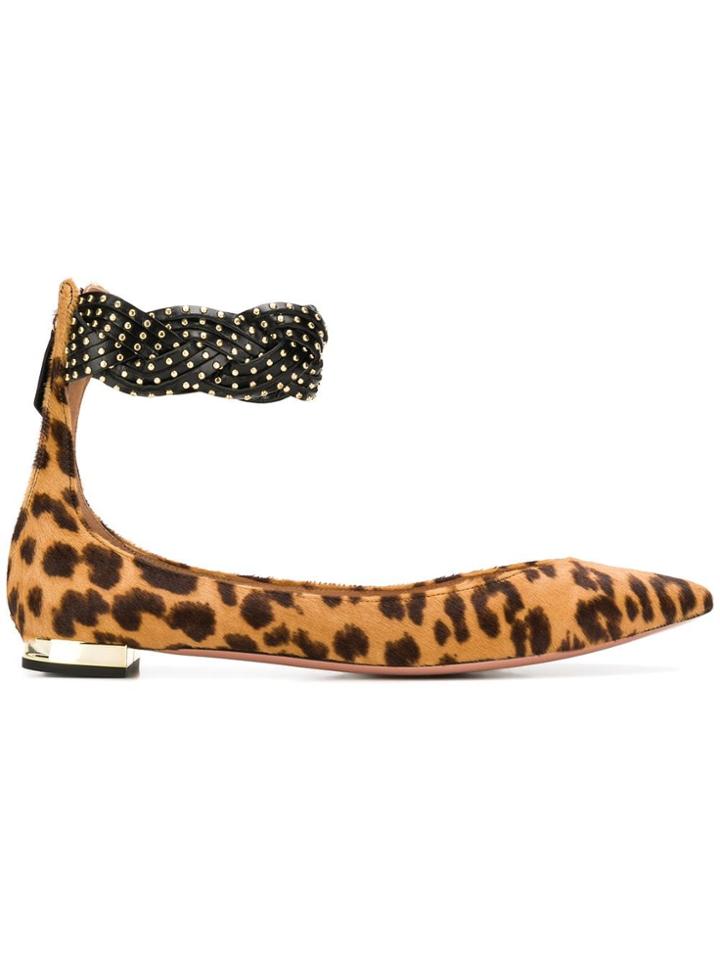 Aquazzura Nena Ballet Studs Ballerinas - Brown