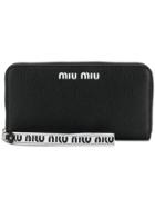Miu Miu Logo Leather Wallet - Black