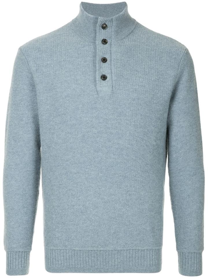 Gieves & Hawkes Ribbed Knit Sweater - Blue