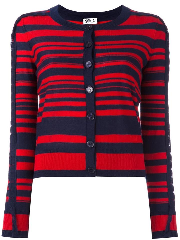 Sonia By Sonia Rykiel Striped Cardigan, Women's, Size: Medium, Red, Acrylic/wool