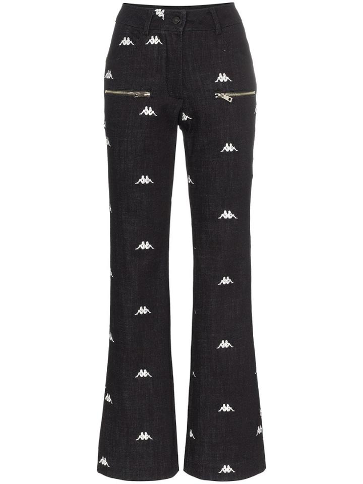 Charm's X Kappa Logo-embroidered Flared Jeans - Black