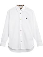 Burberry Contrast Button Stretch Cotton Shirt - White