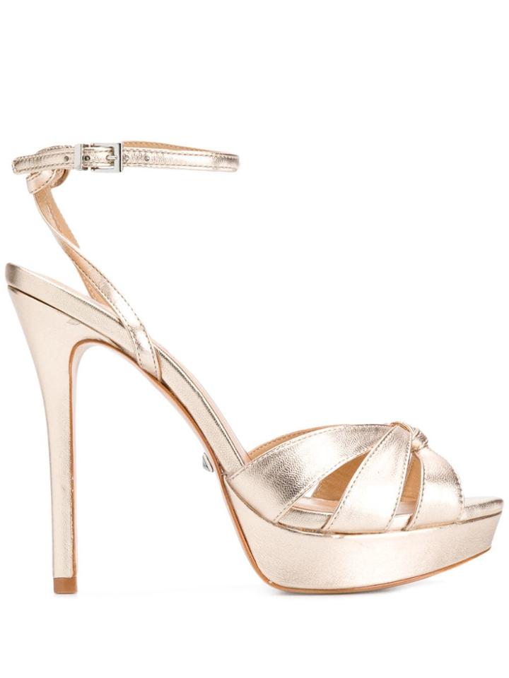 Schutz Stiletto Platform Sandals - Gold