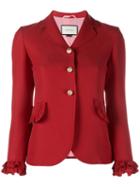 Gucci - Frill Trim Blazer - Women - Silk/acetate/viscose/wool - 36, Red, Silk/acetate/viscose/wool