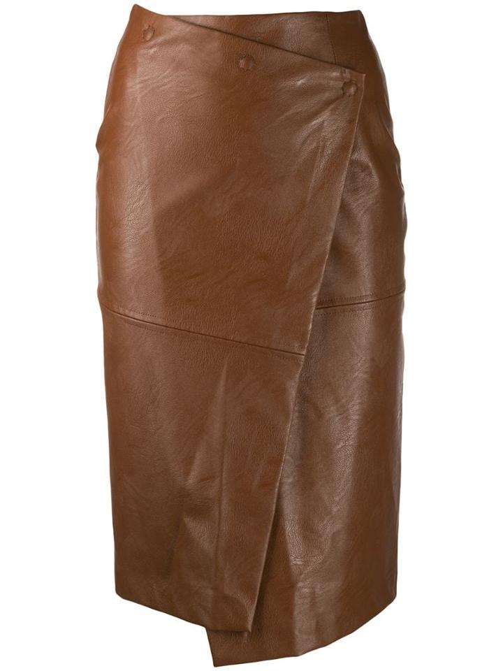 Nude Wrap Across Skirt - Brown