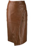 Nude Wrap Across Skirt - Brown