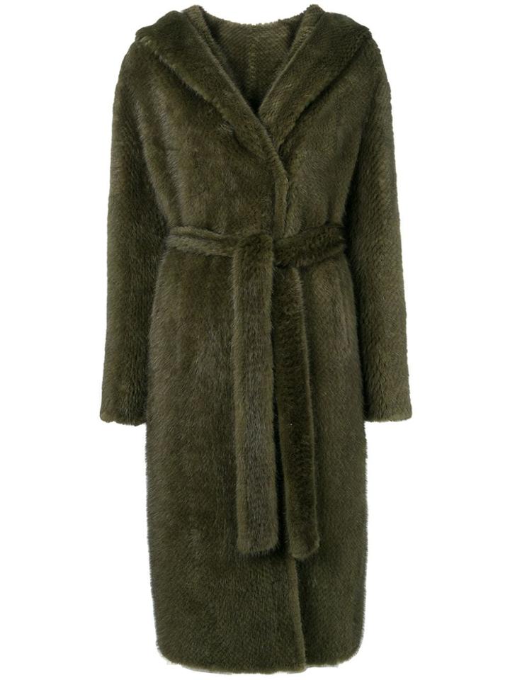 Liska Hooded Midi Coat - Green
