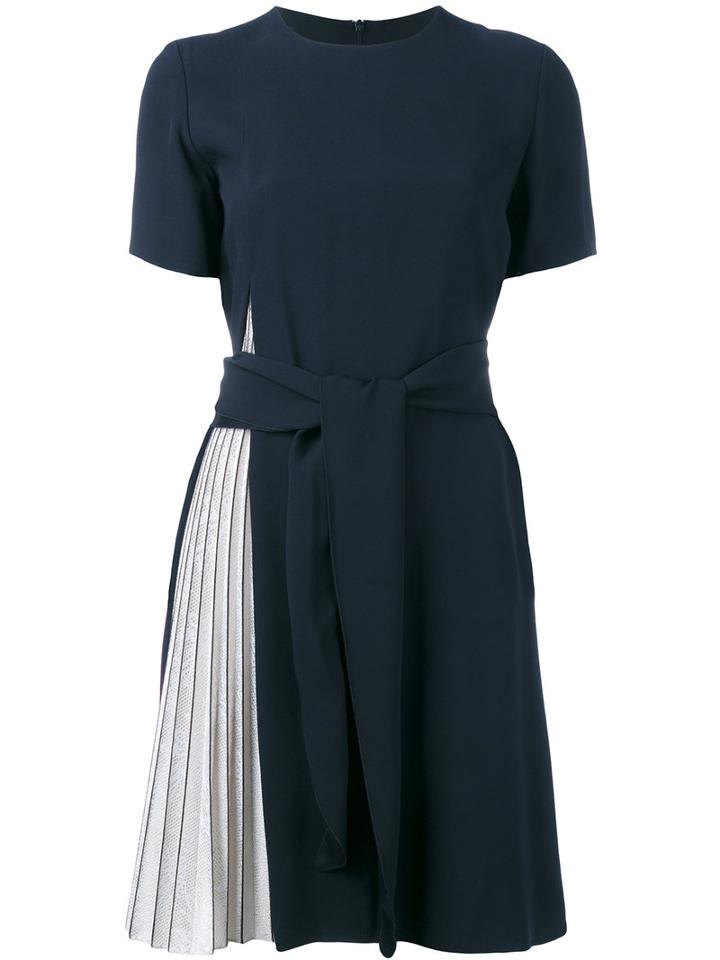 Emporio Armani - Pleated Detail Dress - Women - Polyester/viscose - 42, Blue, Polyester/viscose