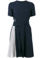Emporio Armani - Pleated Detail Dress - Women - Polyester/viscose - 42, Blue, Polyester/viscose