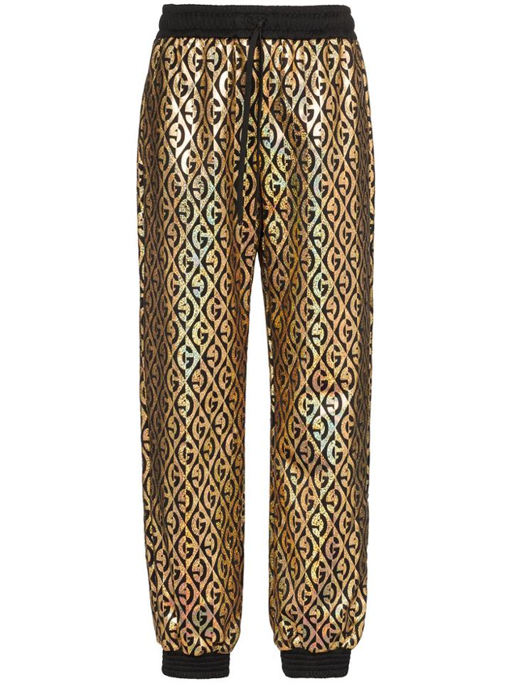Gucci Rhombus Logo Metallic Track Pants - Black