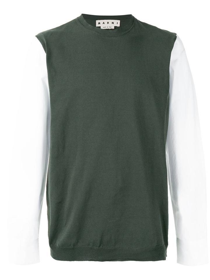 Marni Sweater With Shirt Sleeves, Men's, Size: 50, Green, Cotton