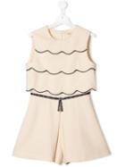 Elisabetta Franchi La Mia Bambina Teen Scalloped Playsuit - Neutrals