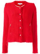 Iro Zip Pocket Tweed Jacket, Women's, Size: 40, Red, Cotton
