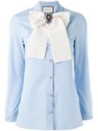 Gucci - Removable Brooch Shirt - Women - Cotton - 42, Blue, Cotton