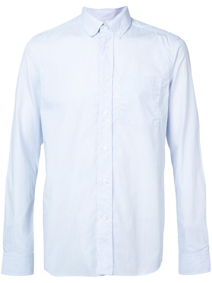 Oamc - Rear Logo Print Shirt - Men - Cotton - Xl, Blue, Cotton