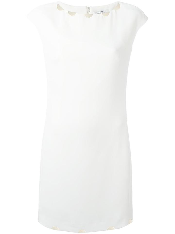 Versace Collection Studded Trim Dress, Women's, Size: 44, White, Polyester/viscose