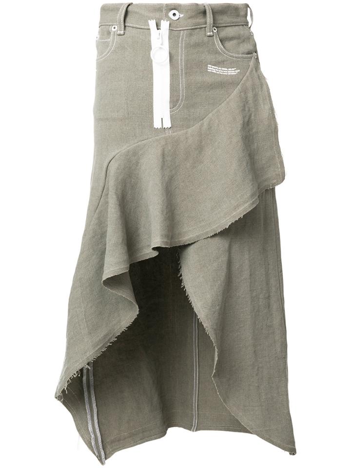 Off-white Asymmetric Ruffled Skirt - Nude & Neutrals