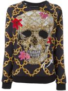 Philipp Plein - Embellished Skull Print Jumper - Women - Cotton - Xs, Women's, Black, Cotton