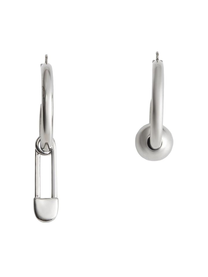 Burberry Kilt Pin And Charm Palladium-plated Hoop Earrings - Metallic