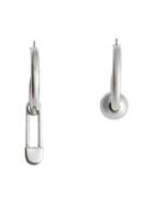 Burberry Kilt Pin And Charm Palladium-plated Hoop Earrings - Metallic
