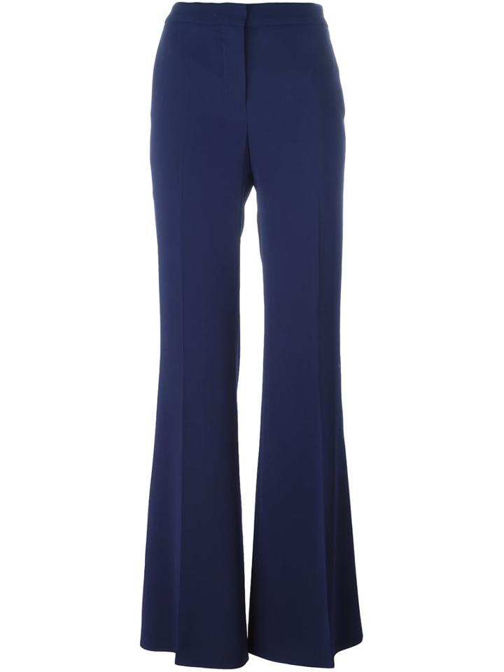 Blumarine Flared Stretch Trousers, Women's, Size: 46, Blue, Viscose/spandex/elastane/acetate/polyester