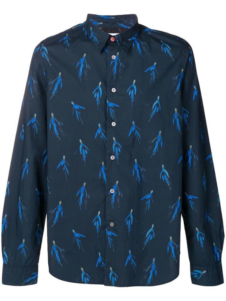 Ps Paul Smith Flower Print Shirt - Blue