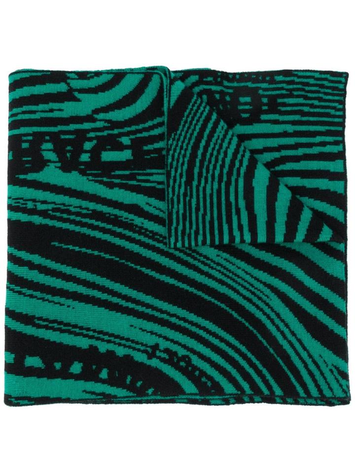Rokh Knitted Patterned Scarf - Green