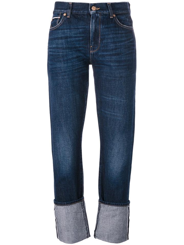 7 For All Mankind Rolled Hem Jeans, Women's, Size: 24, Blue, Cotton
