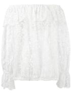 Ermanno Ermanno - Lace Panel Bardot Top - Women - Polyester/polyimide - 38, Women's, White, Polyester/polyimide