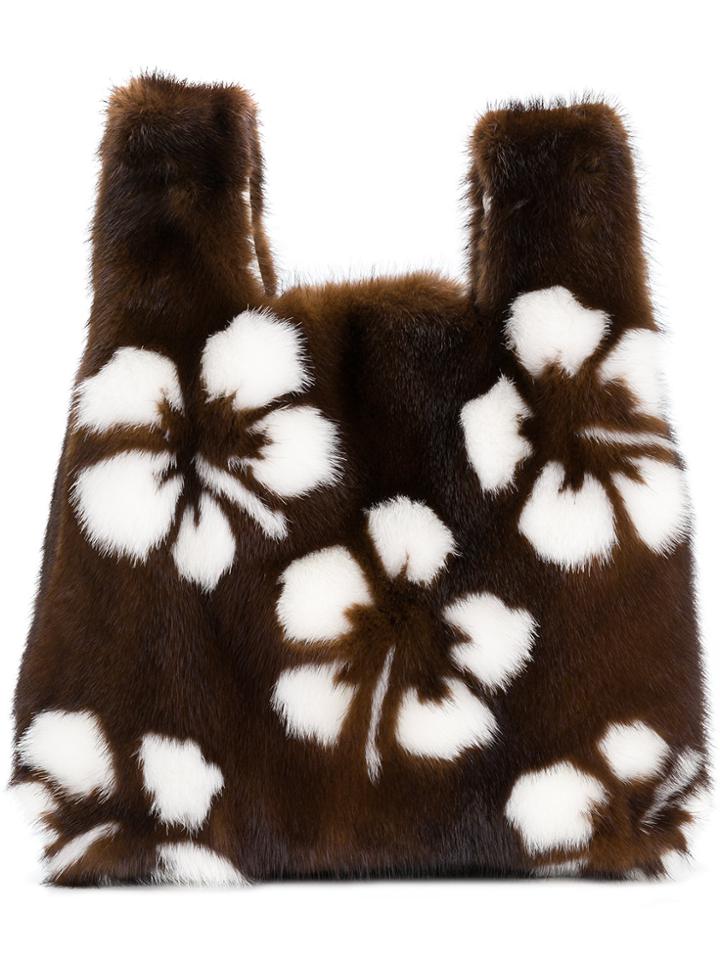 Simonetta Ravizza Furrissima Floral Tote - Brown