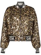 Dolce & Gabbana Sequin Embellished Leopard Print Bomber Jacket - Black
