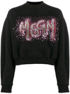 Msgm Logo Cropped Sweatshirt - Black