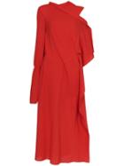 Roland Mouret Carmel Asymmetric Draped Crepe Dress - Red