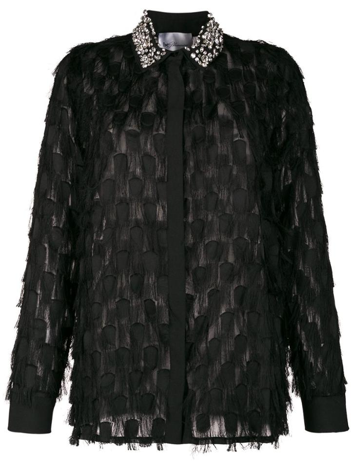 Be Blumarine Crystal-embellished Fringed Shirt - Black
