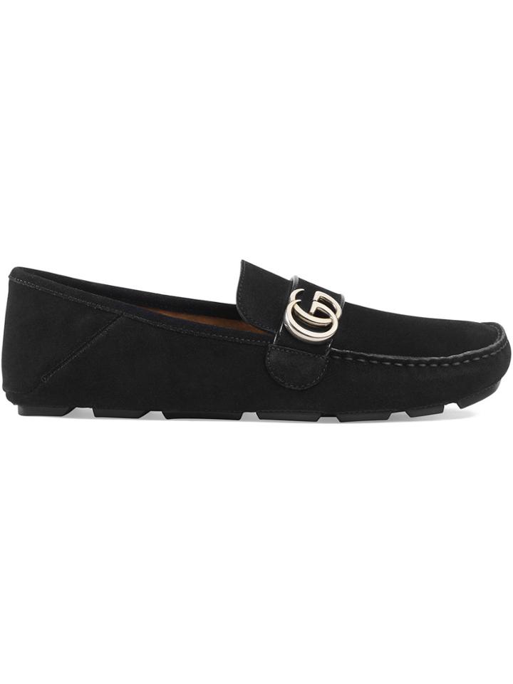 Gucci Suede Driver With Double G - Black