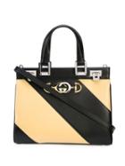 Gucci Zumi Diagonal Stripe Top Handle Bag - Black