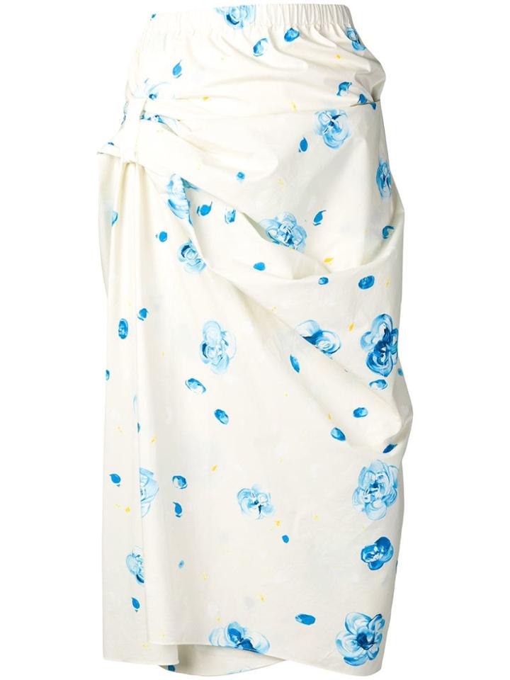 Marni Floral Print Wrap Skirt - Neutrals
