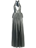 Maria Lucia Hohan Halterneck Pleated Design Gown - Blue