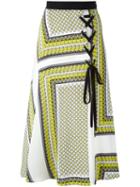 Msgm - Floral Print Lace-up Skirt - Women - Silk - 42, Women's, Silk