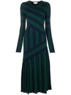 Gabriela Hearst Diagonal Stripe Plisse Dress - Blue