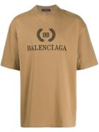 Balenciaga Bb Balenciaga Print T-shirt - Neutrals