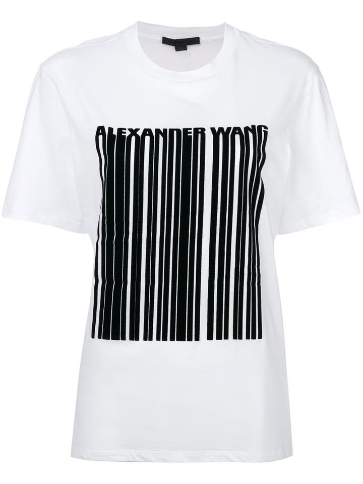 Alexander Wang - Barcode Logo Printed T-shirt - Women - Cotton - M, White, Cotton
