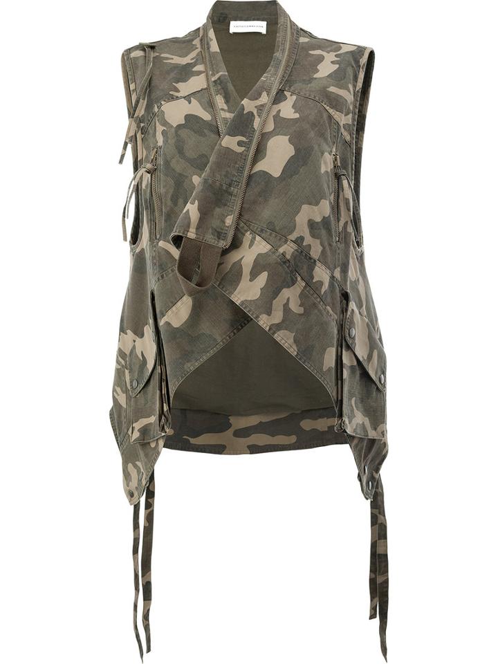 Faith Connexion - Camouflage Print Gilet - Women - Cotton - L, Green, Cotton