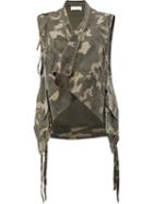 Faith Connexion - Camouflage Print Gilet - Women - Cotton - L, Green, Cotton