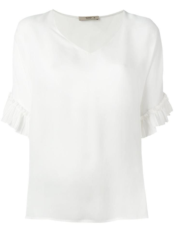 Etro Frill Trim T-shirt, Women's, Size: 44, White, Silk