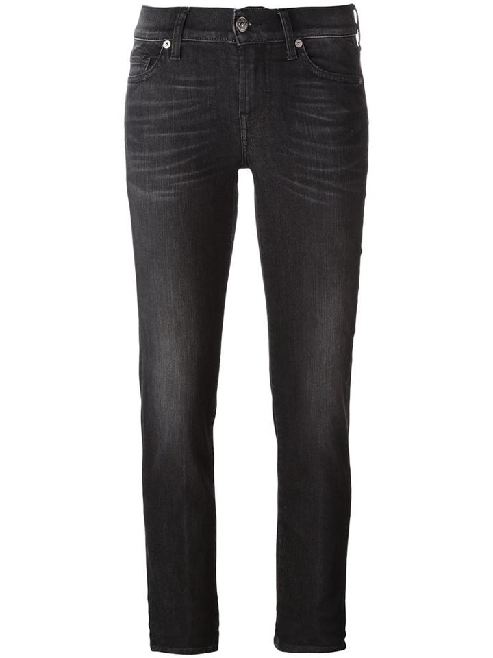 7 For All Mankind 'roxanne' Skinny Jeans, Women's, Size: 28, Black, Cotton/polyester/spandex/elastane