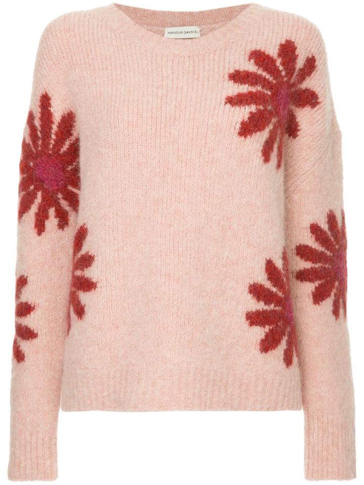 Mansur Gavriel Flower Intarsia Jumper - Pink